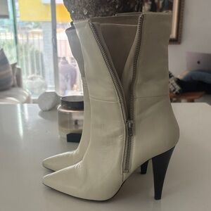 IRO Cream Heeled Boots with Zipper